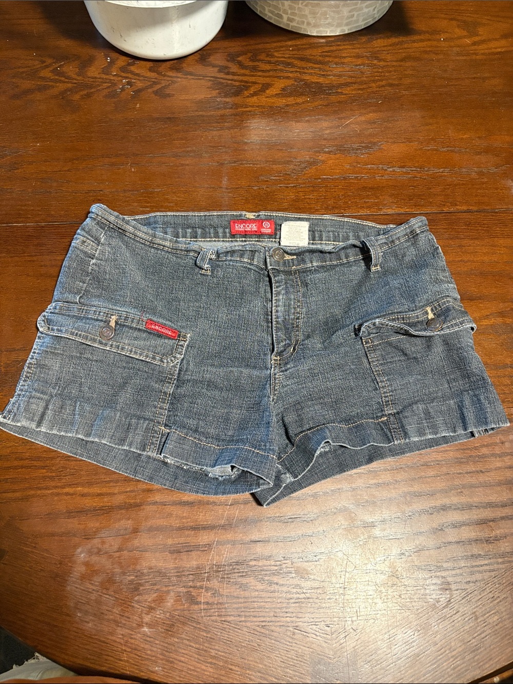 Encore Jeans Women's Dark Blue Denim Cargo-Style Shorts